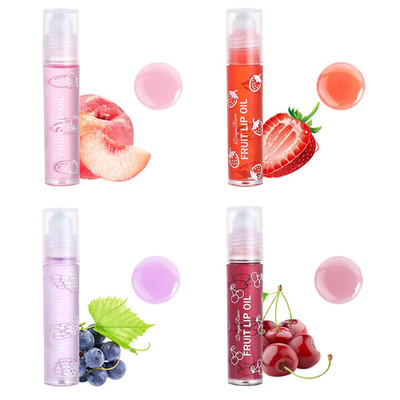 4 Pcs Glitzer Lipgloss Aufrollen Farblos Roll on Lip Glow Oil Durchsichtig Fruit