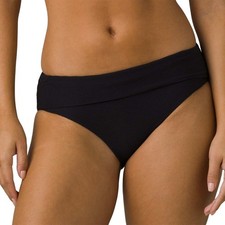 prAna Size Large Black Marta Bikini Bottom Ottoman Banded Ribbed Swimsuit N4-4