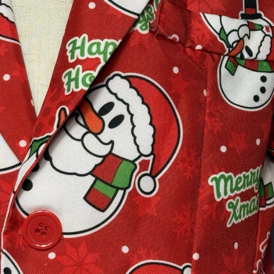 Blazer de Navidad Suitmeister Niños 8 Mediano Muñeco de Nieve Vacaciones Chaqueta Roja Foto 4 de 4