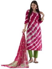 GoSriKi Women's Cotton Blend Straight Printed Kurta with Pant  Dupatta