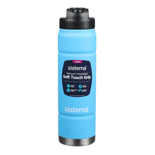 Sistema Vacuum Insulated blue soft touch grip bottle 709 ml stainless steel
