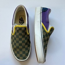 Vans Off The Wall Slip-On Checkerboard Purple Green Yellow Sneakers M6 W7.5