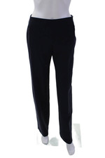 Elie Tahari Womens Flat Front Mid-Rise Straight Leg Pants Trousers Navy Size 2