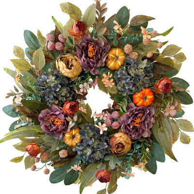 24In Fall Front Door Wreath,Hydrangea Peony Pumpkin Harvest Decor | Twig-Base Au