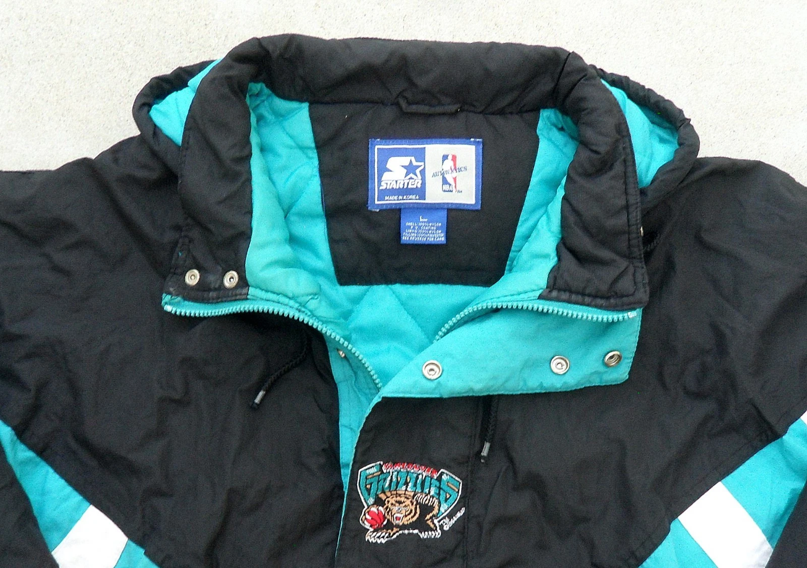 Vtg 90's Vancouver Grizzlies Starter Pull Over Jacket hooded Men's Large NBA image 8