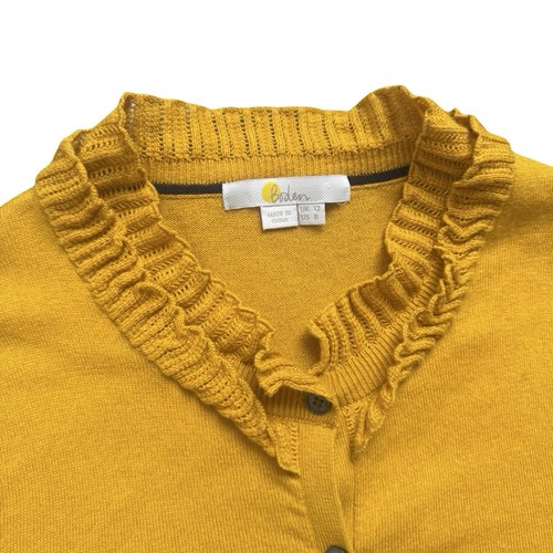 Boden Fredrica Pointelle Cardigan Cotton Wool Yellow Sweater - Womens UK 12 - Picture 5 of 10