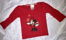 VINTAGE Disney Store Minnie Mouse Kids Cable Knit Holiday Sweater Size XXS 2/3 