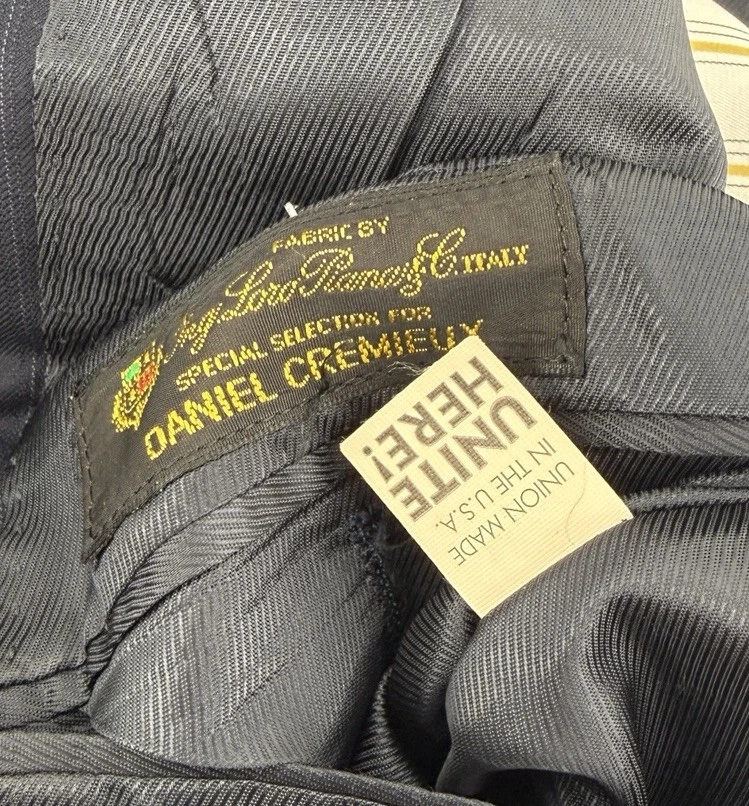 Daniel Cremieux Loro Piana Suit Navy Blue Pinstripe 40L 34x32 Wool Union Made - Image 4 of 4