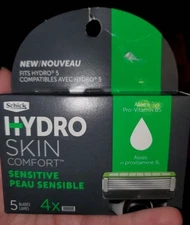 SCHICK 5 Blades Hydro Skin comfort Sensitive Aloe & Vitamin B5  NEW 4 cartridges