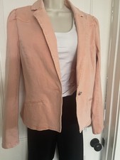 International Concepts INC Puff Sleeve Denim Jacket Blazer Peach Medium EUC