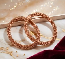 Set of 2 Handmade Glass Seed Bead Crochet Bracelets Solid Color Boho Nepal Bangl