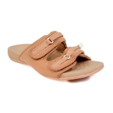 Vionic Sandals Womens Size 8 Tan Sarah Slip On Slides Flat Comfort Summer Beach