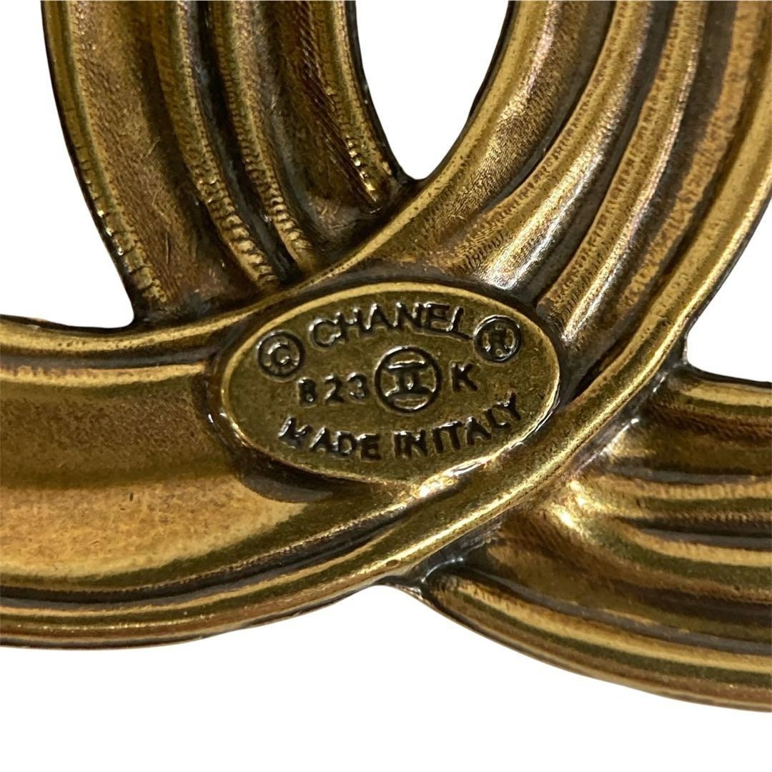 Auth CHANEL CC Logo Chain Brooch B23K Gold Vintage Accessory