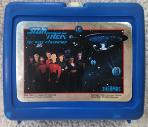 Vintage 1988 Star Trek Next Generation Crew Dark BLUE Plastic Lunch Box