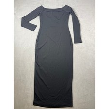SHEIN Black Ribbed Off Shoulder Long Sleeve Bodycon Maxi Dress Size S 4