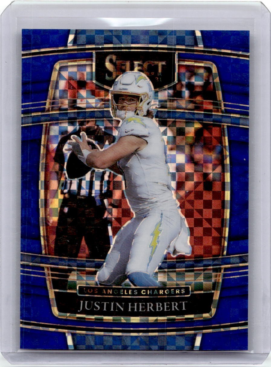 2021 Panini Select Concourse Blue Prizm 014/199 Justin Herbert #19 SP Chargers