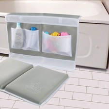 Bath Kneeler  Elbow Rest Pad Set - 1.5" Thick, Toy Organizer, Gray, Foldable