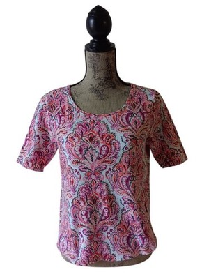 Croft & Barrow women's multicolored 100% cotton floral short-sleeve top size S