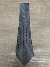 Hermes Paris Silk Tie Black Gray Geometric Pattern Made in France Luxury