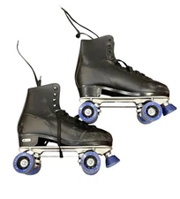 Chicago Roller Skates 405 Quad Rink Mens Size 12 Black Blue Wheels Lace Up