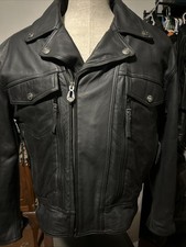 Vtg Harley-Davidson Men's Nevada Vented Black Leather Riding Jacket 98122-98VM L