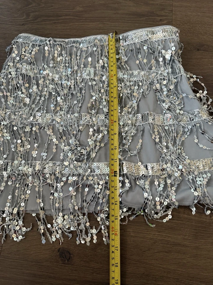 Spirit Halloween Silver Sequin Skirt Adult Women's Costume Party Size M - Image 2 of 4