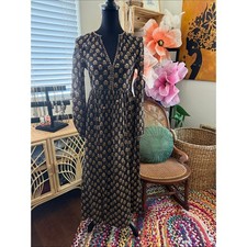 DOEN Rhiannon Noir Meadowsweet Floral Boho Hippie Cottage Femme Maxi Dress