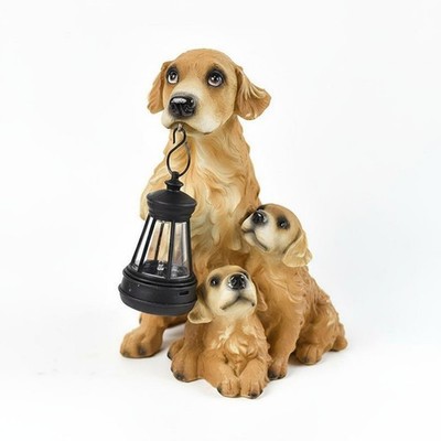 Hundefigur mit Laterne bemalt Hundefigur mit Lampe beständig für Garten