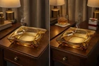 Set Of 2 Vintage Anchor Hocking Ashtrays Square Amber Glass 6x6