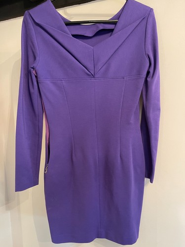 Versace Jeans Couture, Vintage VJC Versace Royal Purple Long-Sleeve Bodycon Dress - Size IT 42 / 8-10