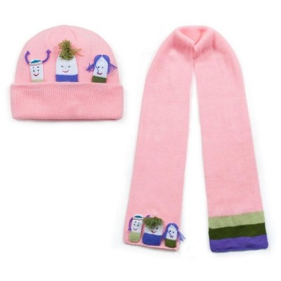 Kidorable Strickwaren Kinder Mädchen Rosa Strickmütze Schal Winter Accessoire Set