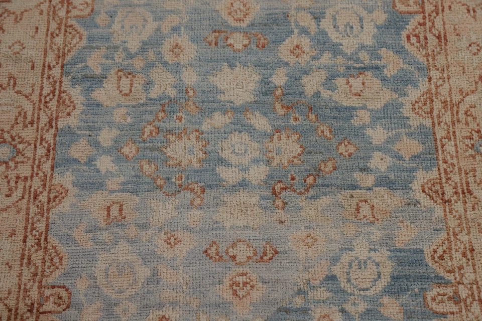 Transitional Oushak Turkish Wool Rug 3x4 ft Blue Vegetable Dye Carpet Floral Rug - Image 4 of 4