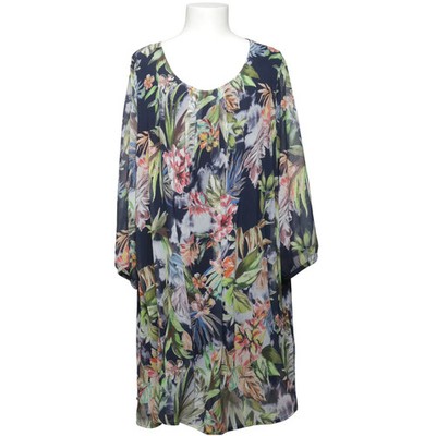 Via Appia Due, Kleid, Größe: 50, Blau/Mehrfarbig, Polyester, Blumen, Damen #TU0