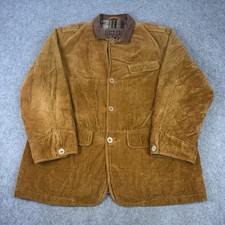 Marlboro Classics Jacket Mens EU 52 Tan Chore Coat Corduroy Leather Collar Italy