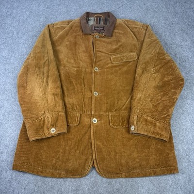 Marlboro Classics Jacke Herren EU 52 hellbraun Chore Mantel Cord Lederkragen Italy