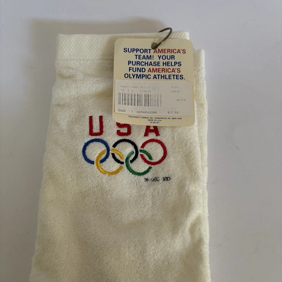 Toalla de golf del equipo olímpico de Estados Unidos 2002 con clip y etiquetas - nueva - Salt Lake City Foto 2 de 4
