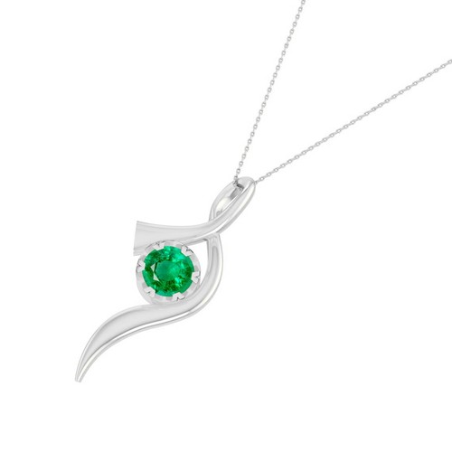 Handmade 925 Sterling Silver Swirl Emerald Round Pendant May #1017 - Picture 6 of 7