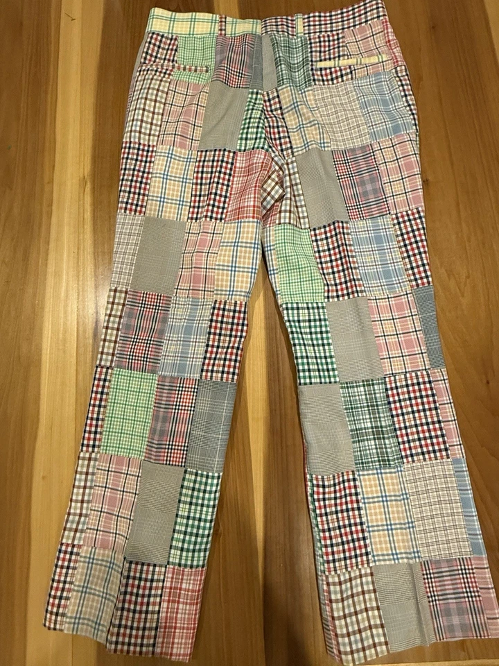 Vintage Sakowitz Madras Patchwork Plaid Pants Size 36x30 Halloween Costume Clown - Image 2 of 4