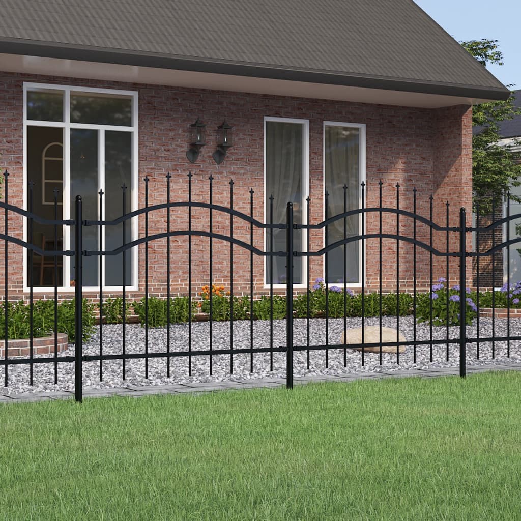 Recinzione Giardino Decorativa Nera 240x100 cm Acciaio Punta Lancia