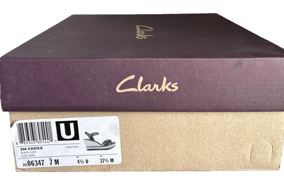 Plataforma de cuña con correa de tobillo negra Clarks Zia Castle para mujer - talla 7 M Foto 3 de 4