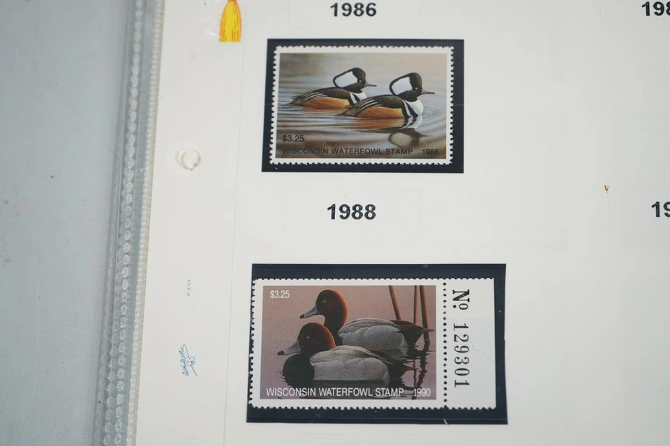 US 1970s-2010s COLLECTION OF 92 WISCONSIN STATE REVENUE STAMPS DUCKS & FISH - Image 4 of 4