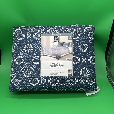 Member's Mark 3-Piece Printed Velvet Quilt & Matching Sham Sets, Full/Queen