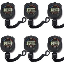 6 Pack Multi-Function Electronic Digital Sport Stopwatch Timer, Large Display...
