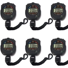 6 Pack Multi-Function Electronic Digital Sport Stopwatch Timer, Large Display...