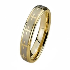 Celtic Cross: Unisex Comfort Fit Band Ring Stainless Steel  IP Gold