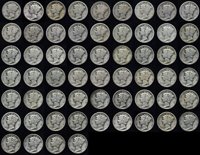 1916-1945 Mercury Dime Set 76 Coins! Nice Circulated Set! (NO 16-D