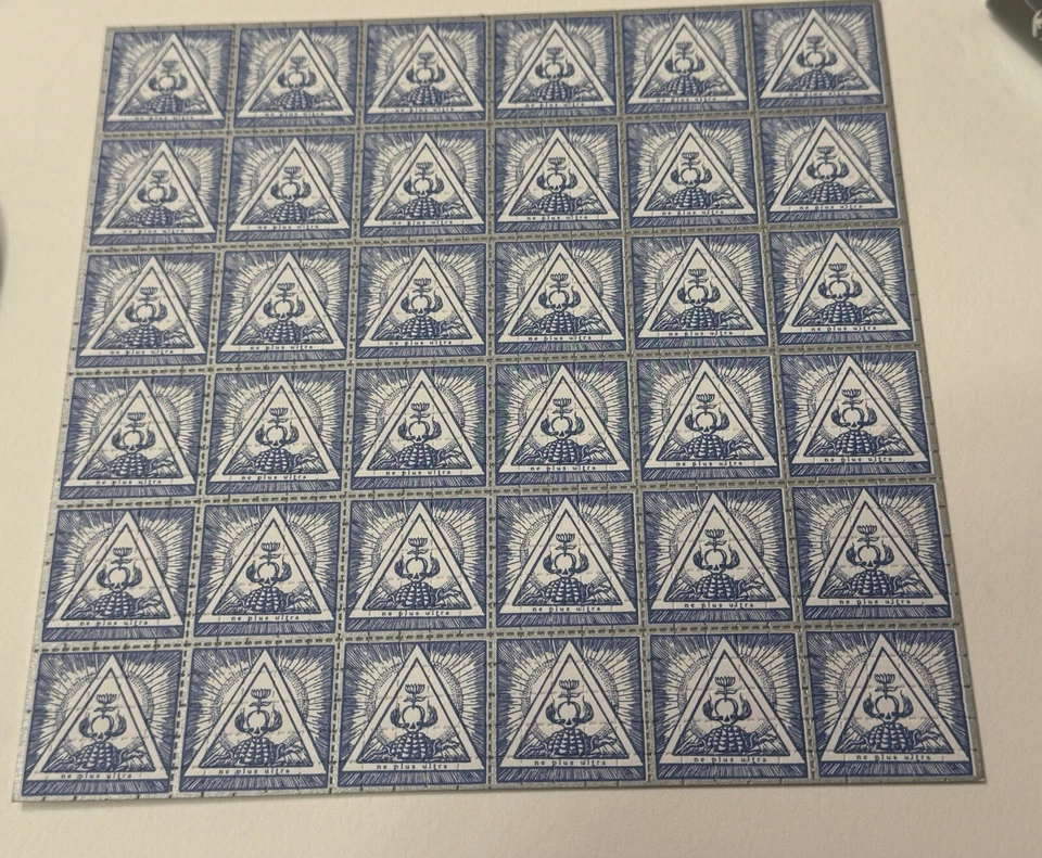 Impresión artística NE PLUS ULTRA Blotter papel blanco tinta metálica Jon Blackburn años 2000 Foto 2 de 4