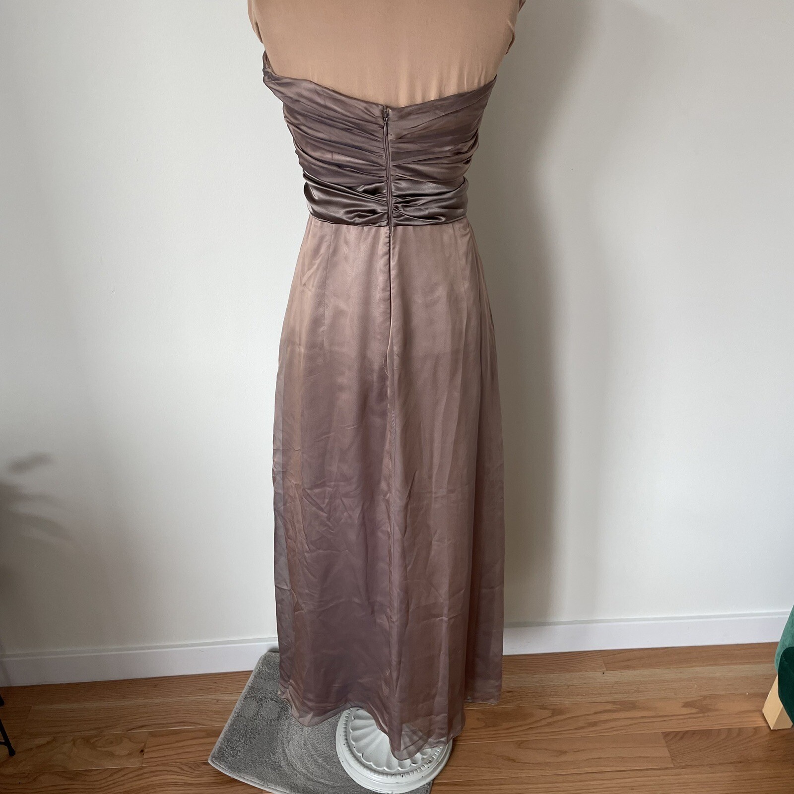 Metallic Light Brown Silk Strapless Fully Lined C… - image 9