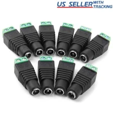 10 Pack 2.1mm x 5.5mm Female DC Power Jack Adapter Plug for LED Strip Light