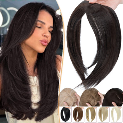 Straight Wavy Clip In Topper Hair Extensions Bangs Hairpiece Real As Human Thick